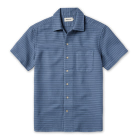 flatlay for The Short Sleeve Hawthorne in Ocean Pickstitch Waffle