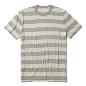 flatlay of The Cotton Hemp Tee in Natural and Sagebrush Stripe