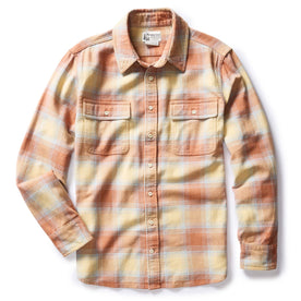 flatlay of The Ledge Shirt in Sunrise Plaid, shown in full