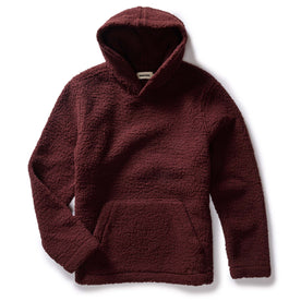 flatlay of The Nomad Hoodie in Burgundy Sherpa