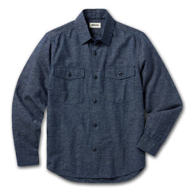 flatlay of The Point Shirt in Indigo Slub, shown in full