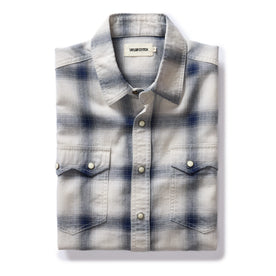 flatlay of The Frontier Shirt in Indigo Shadow Plaid