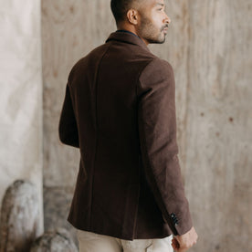 fit model showing the back of The Sheffield Sportcoat in Dark Chestnut Moleskin